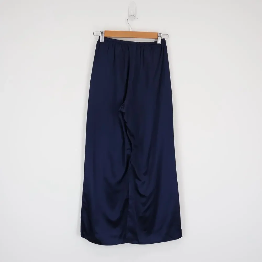 J.Crew Cosmo Pant Luster Charmeuse Navy Blue Size Small Petite NWT
